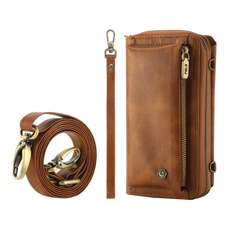 For Samsung Galaxy S24+ 5G Crossbody Multi-functional Zipper Wallet Leather Phone Case(Brown) - Galaxy S24+ 5G Cases by PMC Jewellery | Online Shopping South Africa | PMC Jewellery | Buy Now Pay Later Mobicred