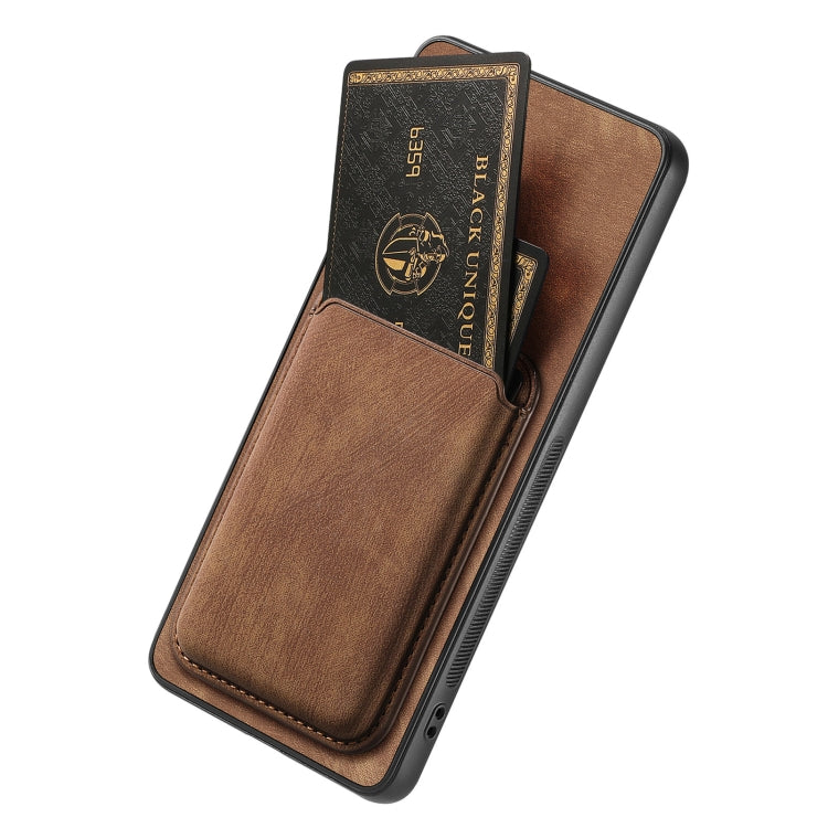 For OPPO Reno10 Pro Global Retro Leather Card Bag Magnetic Phone Case(Brown) - OPPO Cases by PMC TechLife | Online Shopping South Africa | PMC TechLife | Buy Now Pay Later Mobicred