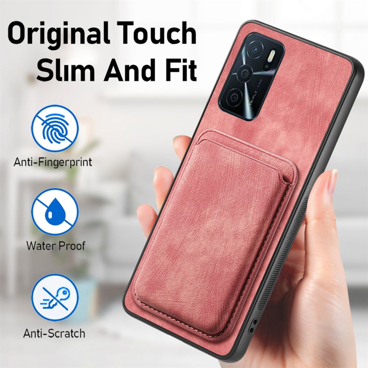 For OPPO A1 5G Retro Leather Card Bag Magnetic Phone Case(Pink) - OPPO Cases by PMC TechLife | Online Shopping South Africa | PMC TechLife | Buy Now Pay Later Mobicred