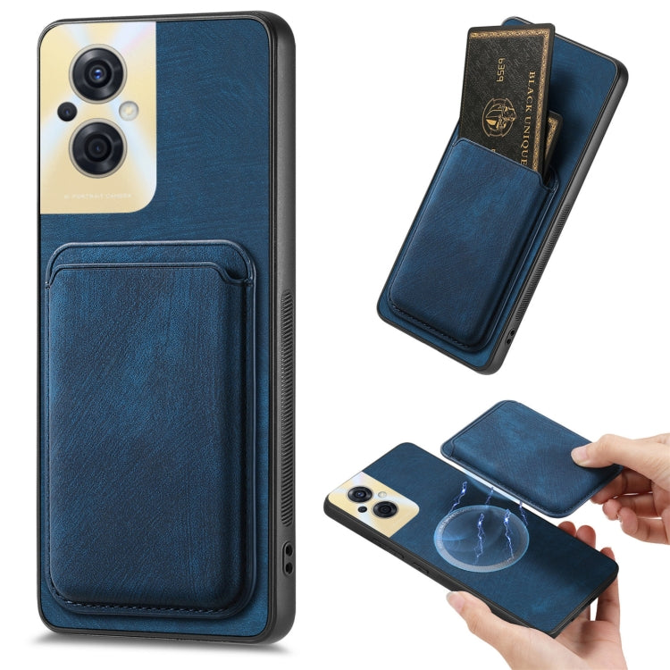 For OPPO Reno8 Z Retro Leather Card Bag Magnetic Phone Case(Blue) - OPPO Cases by PMC TechLife | Online Shopping South Africa | PMC TechLife | Buy Now Pay Later Mobicred