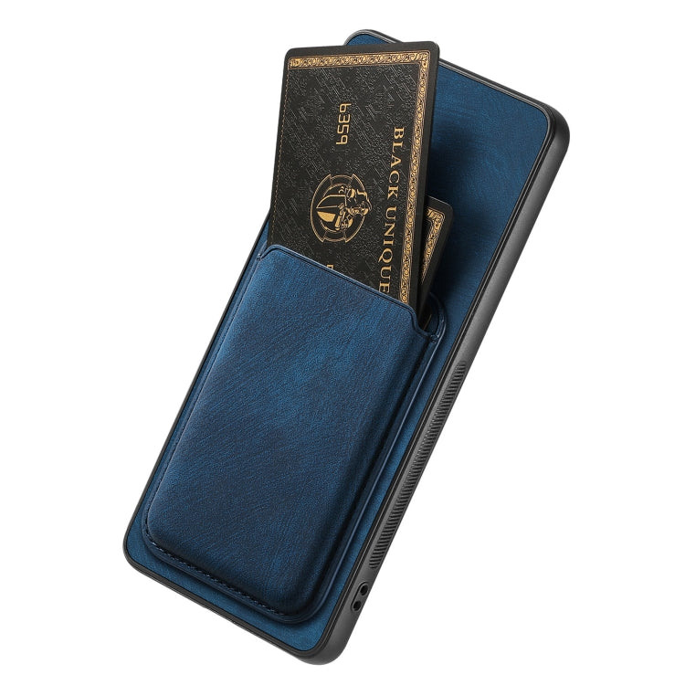 For OPPO Reno9 5G Retro Leather Card Bag Magnetic Phone Case(Blue) - OPPO Cases by PMC TechLife | Online Shopping South Africa | PMC TechLife | Buy Now Pay Later Mobicred