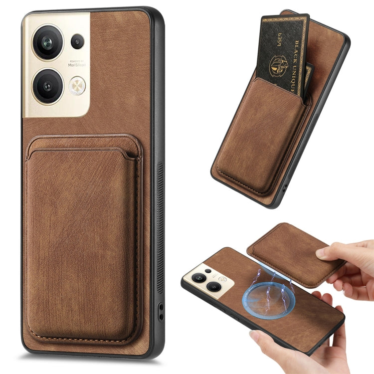 For OPPO Reno9 Pro+ 5G Retro Leather Card Bag Magnetic Phone Case(Brown) - free shipping - PMC TechLife - Order now!