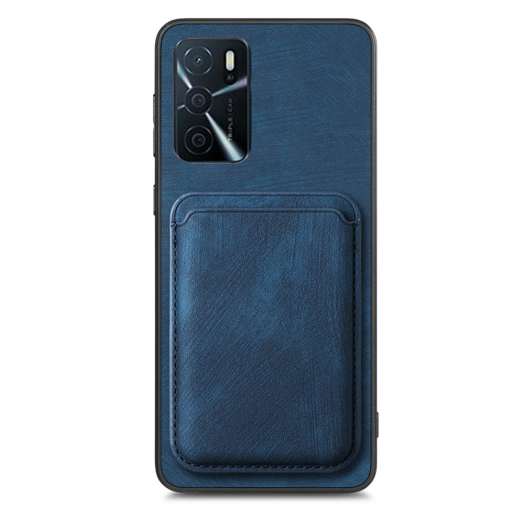 For OPPO A57 4G Retro Leather Card Bag Magnetic Phone Case(Blue) - OPPO Cases by PMC TechLife | Online Shopping South Africa | PMC TechLife | Buy Now Pay Later Mobicred