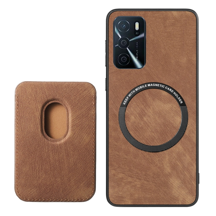 For OPPO A57 5G Retro Leather Card Bag Magnetic Phone Case(Brown) - OPPO Cases by PMC TechLife | Online Shopping South Africa | PMC TechLife | Buy Now Pay Later Mobicred