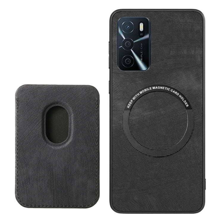 For OPPO Reno7 4G Retro Leather Card Bag Magnetic Phone Case(Black) - OPPO Cases by PMC TechLife | Online Shopping South Africa | PMC TechLife | Buy Now Pay Later Mobicred