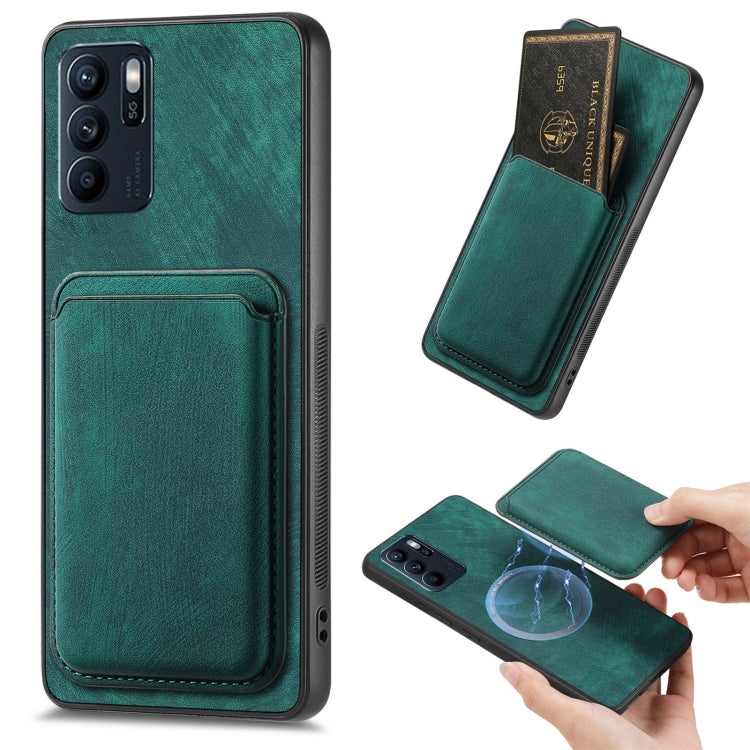 For OPPO Reno6 Z Retro Leather Card Bag Magnetic Phone Case(Green) - OPPO Cases by PMC TechLife | Online Shopping South Africa | PMC TechLife | Buy Now Pay Later Mobicred