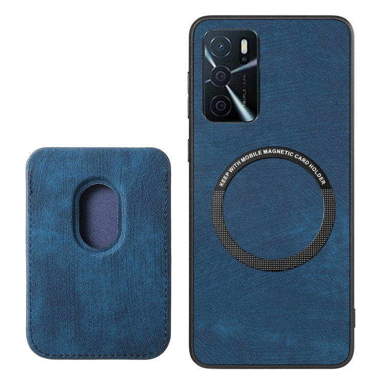 For OPPO Reno6 Pro 5G Retro Leather Card Bag Magnetic Phone Case(Blue) - OPPO Cases by PMC TechLife | Online Shopping South Africa | PMC TechLife | Buy Now Pay Later Mobicred