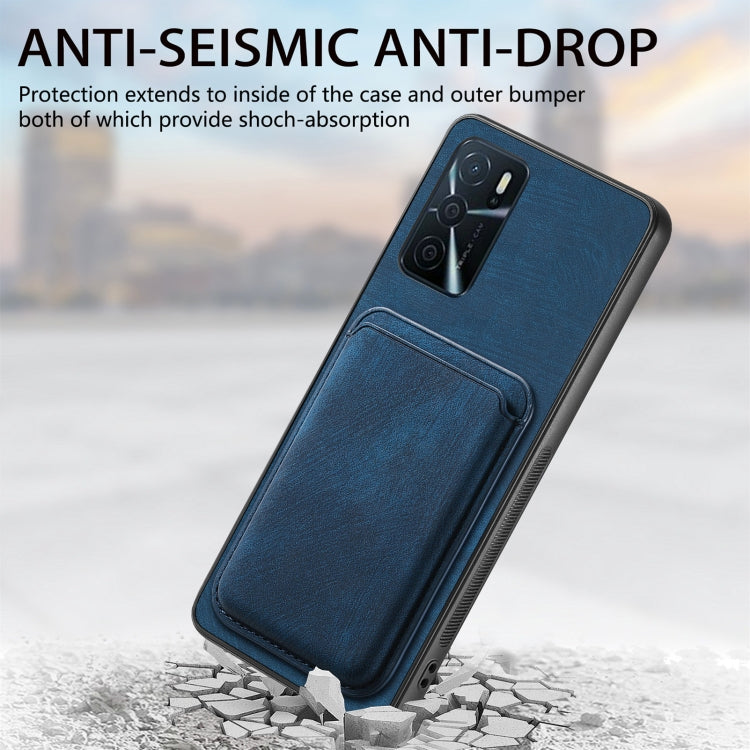 For OPPO Reno6 Pro 5G Retro Leather Card Bag Magnetic Phone Case(Blue) - OPPO Cases by PMC TechLife | Online Shopping South Africa | PMC TechLife | Buy Now Pay Later Mobicred