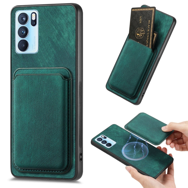 For OPPO Reno6 Pro 5G Retro Leather Card Bag Magnetic Phone Case(Green) - OPPO Cases by PMC TechLife | Online Shopping South Africa | PMC TechLife