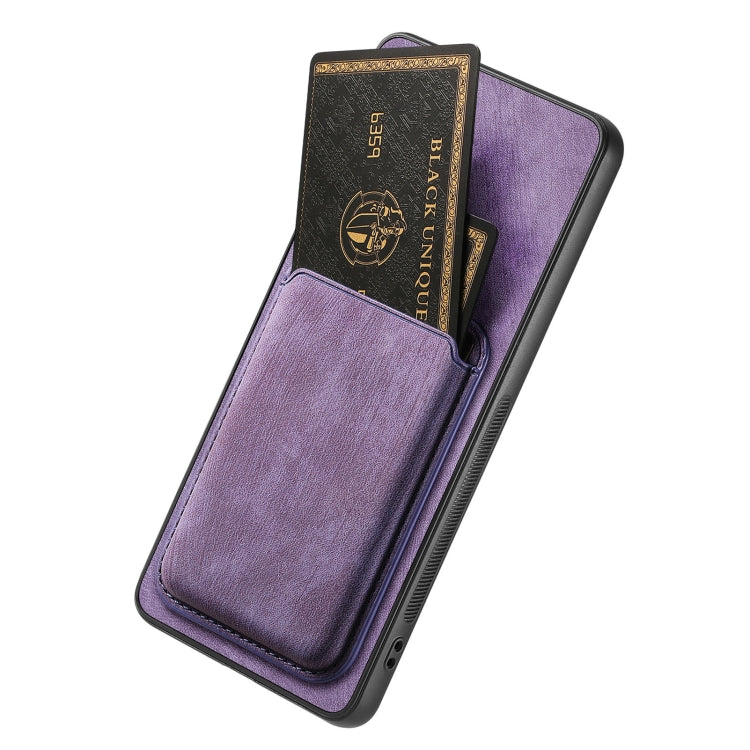 For OPPO Reno6 Pro 5G Retro Leather Card Bag Magnetic Phone Case(Purple) - free shipping - PMC TechLife - Order now!