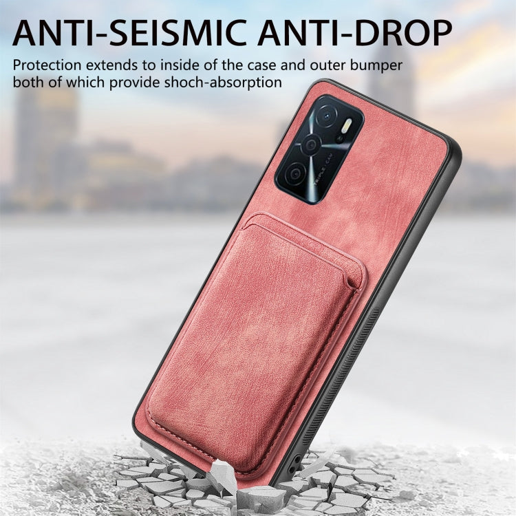 For OPPO Reno6 Pro+ Retro Leather Card Bag Magnetic Phone Case(Pink) - OPPO Cases by PMC TechLife | Online Shopping South Africa | PMC TechLife | Buy Now Pay Later Mobicred