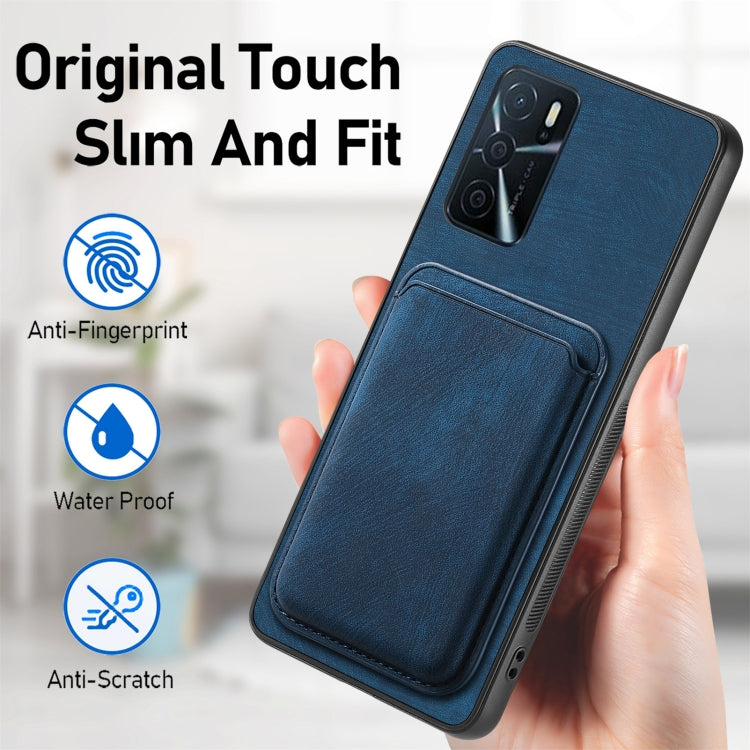 For OPPO F19 Pro+ Retro Leather Card Bag Magnetic Phone Case(Blue) - OPPO Cases by PMC TechLife | Online Shopping South Africa | PMC TechLife | Buy Now Pay Later Mobicred