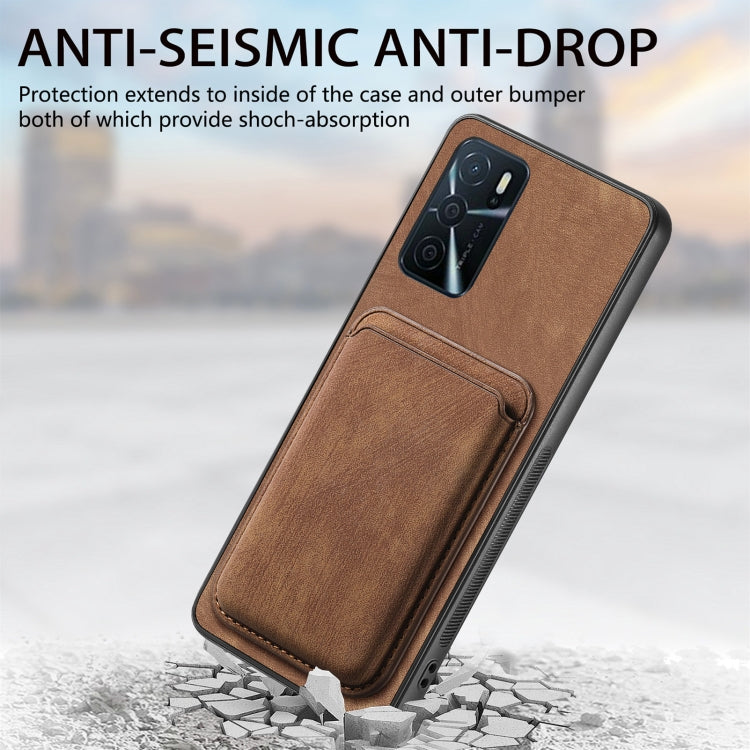 For OPPO Reno5 5G Retro Leather Card Bag Magnetic Phone Case(Brown) - OPPO Cases by PMC TechLife | Online Shopping South Africa | PMC TechLife | Buy Now Pay Later Mobicred