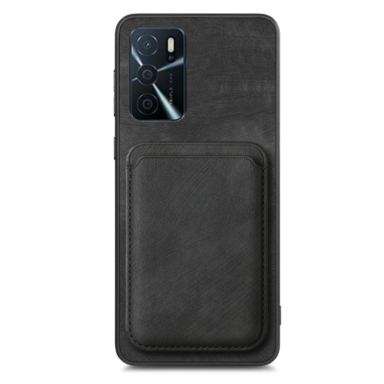 For OPPO A15 Retro Leather Card Bag Magnetic Phone Case(Black) - OPPO Cases by PMC TechLife | Online Shopping South Africa | PMC TechLife | Buy Now Pay Later Mobicred