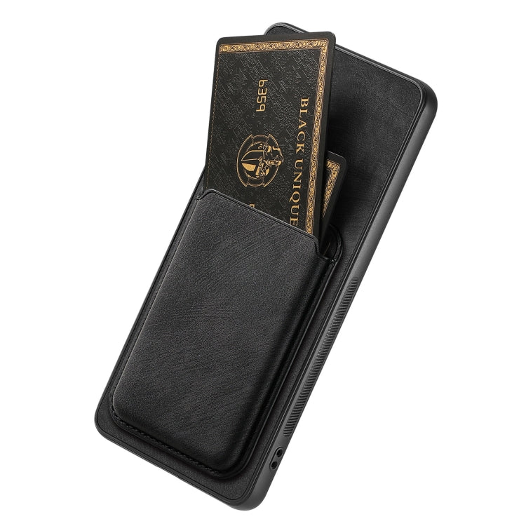For OPPO A15 Retro Leather Card Bag Magnetic Phone Case(Black) - OPPO Cases by PMC TechLife | Online Shopping South Africa | PMC TechLife | Buy Now Pay Later Mobicred
