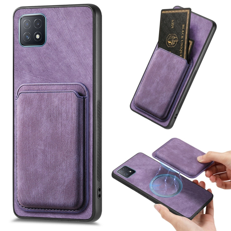 For OPPO A72 5G Retro Leather Card Bag Magnetic Phone Case(Purple) - OPPO Cases by PMC TechLife | Online Shopping South Africa | PMC TechLife | Buy Now Pay Later Mobicred