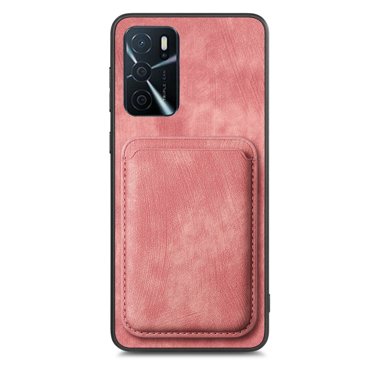 For OPPO A38 4G / A18 4G Retro Leather Card Bag Magnetic Phone Case(Pink) - OPPO Cases by PMC TechLife | Online Shopping South Africa | PMC TechLife | Buy Now Pay Later Mobicred