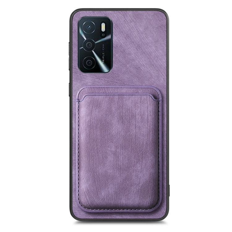 For OPPO A38 4G / A18 4G Retro Leather Card Bag Magnetic Phone Case(Purple) - OPPO Cases by PMC TechLife | Online Shopping South Africa | PMC TechLife | Buy Now Pay Later Mobicred