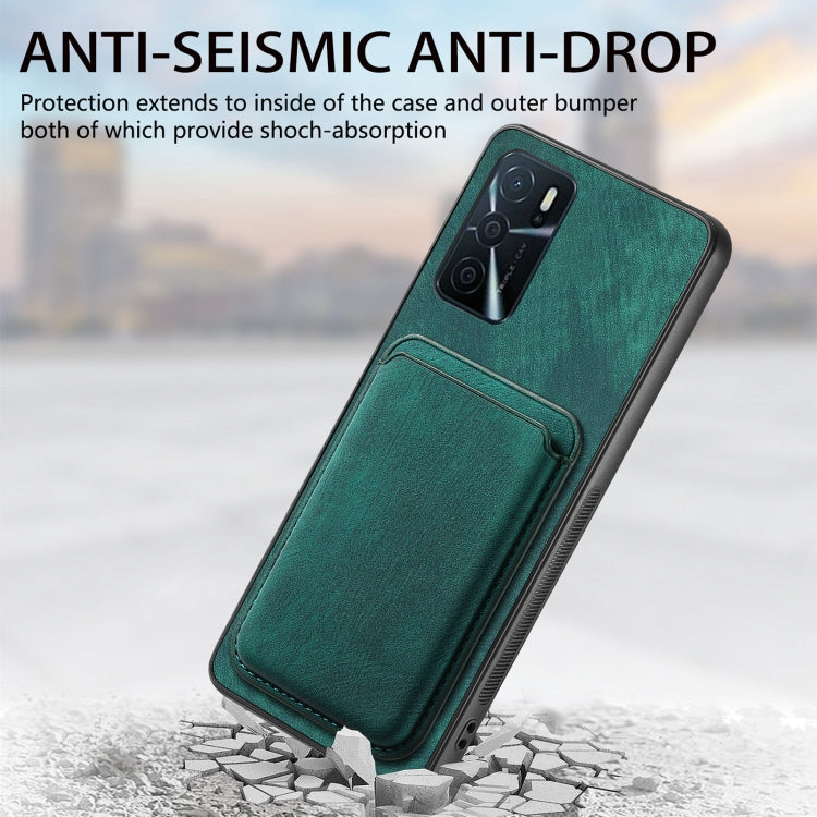 For OPPO Reno7 Z 5G/F21 Pro 5G Retro Leather Card Bag Magnetic Phone Case(Green) - OPPO Cases by PMC TechLife | Online Shopping South Africa | PMC TechLife | Buy Now Pay Later Mobicred