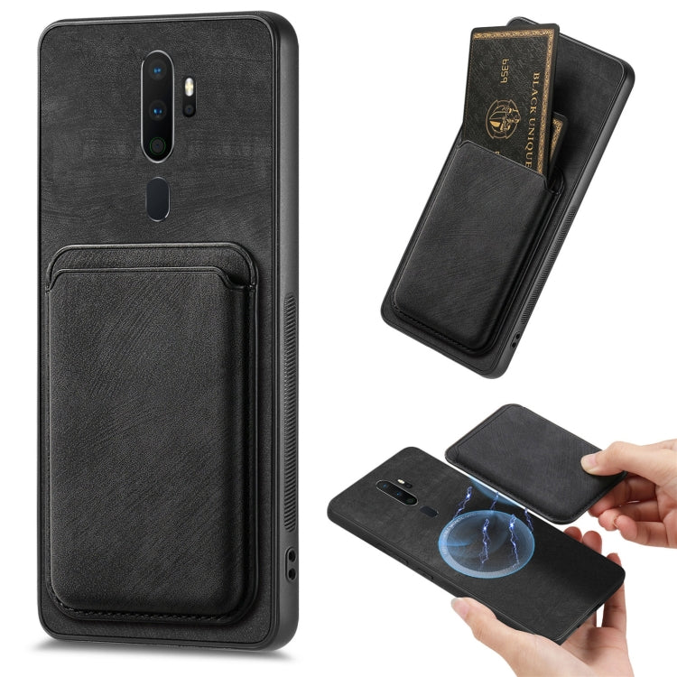 For OPPO A9 2020 / A5 2020 Retro Leather Card Bag Magnetic Phone Case(Black) - OPPO Cases by PMC TechLife | Online Shopping South Africa | PMC TechLife | Buy Now Pay Later Mobicred