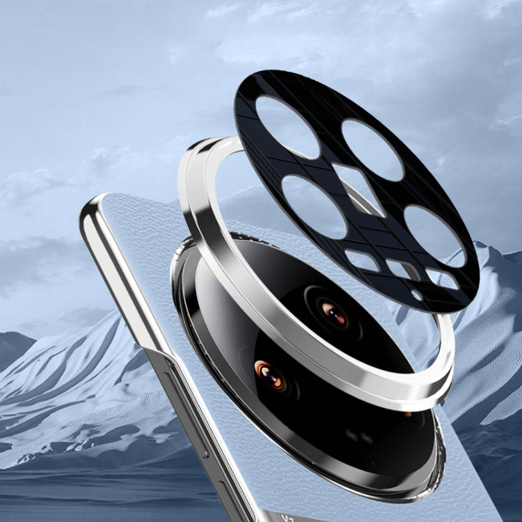 For Xiaomi 14 Ultra Electroplating Plain-leather All-inclusive Shockproof Phone Case(White) - 14 Ultra Cases by PMC TechLife | Online Shopping South Africa | PMC TechLife