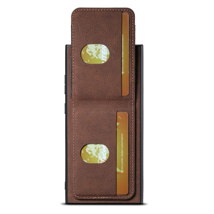 For Samsuny Galaxy S24 Ultrra 5G Suteni H03 Litchi Leather Card Bag Stand Back Phone Case(Brown) - free shipping - PMC Jewellery - Order now!