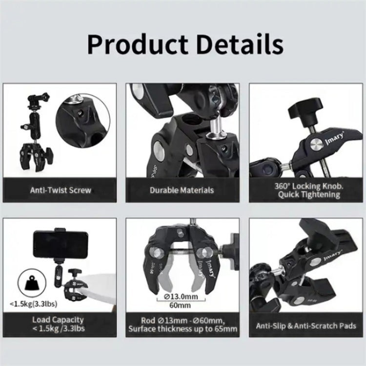 JMARY SR-56 Aluminum Handlebar Crab Clamp Magic Arm Rod Mount - Holder by Jmary | Online Shopping South Africa | PMC TechLife | Buy Now Pay Later Mobicred