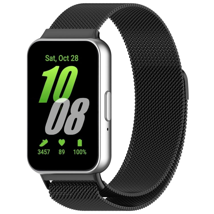 For Samsung Galaxy Fit 3 Milanese Metal Steel Mesh Watch Band(Black) - Watch Bands by PMC TechLife | Online Shopping South Africa | PMC TechLife