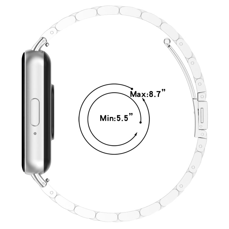 For Samsung Galaxy Fit 3 SM-R390 Three Bead Stainless Steel Metal Watch Band(Silver+Black) - free shipping - PMC TechLife - Order now!