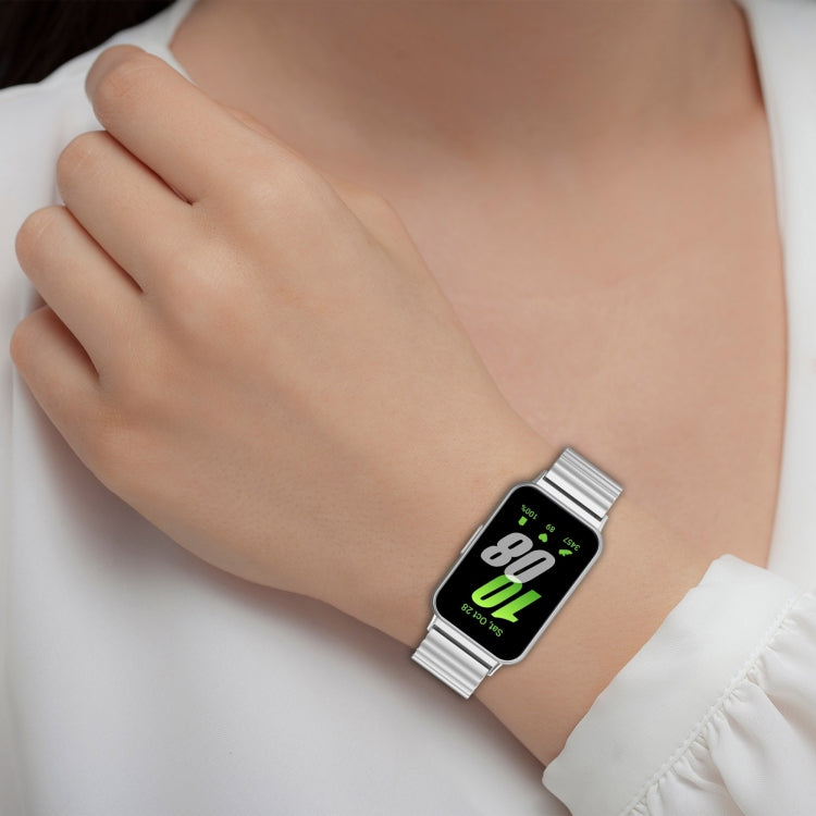 For Samsung Galaxy Fit 3 SM-R390 One Bead Stainless Steel Metal Watch Band(Silver) - Watch Bands by PMC TechLife | Online Shopping South Africa | PMC TechLife