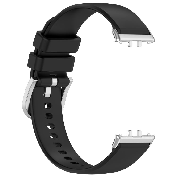 For Samsung Galaxy Fit 3 SM-R390 Metal Connector Liquid Glossy Silicone Watch Band(Black) - Watch Bands by PMC TechLife | Online Shopping South Africa | PMC TechLife