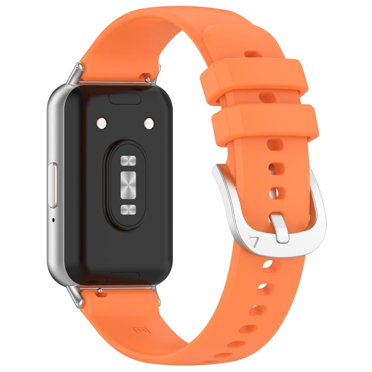 For Samsung Galaxy Fit 3 SM-R390 Metal Connector Liquid Glossy Silicone Watch Band(Orange) - Watch Bands by PMC TechLife | Online Shopping South Africa | PMC TechLife | Buy Now Pay Later Mobicred