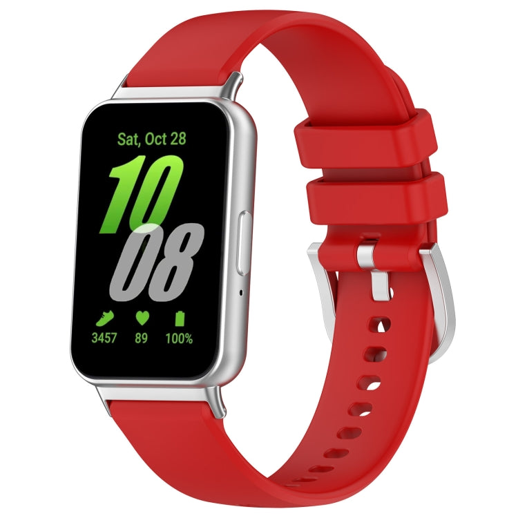 For Samsung Galaxy Fit 3 SM-R390 Metal Connector Liquid Glossy Silicone Watch Band(Red) - free shipping - PMC TechLife - Order now!