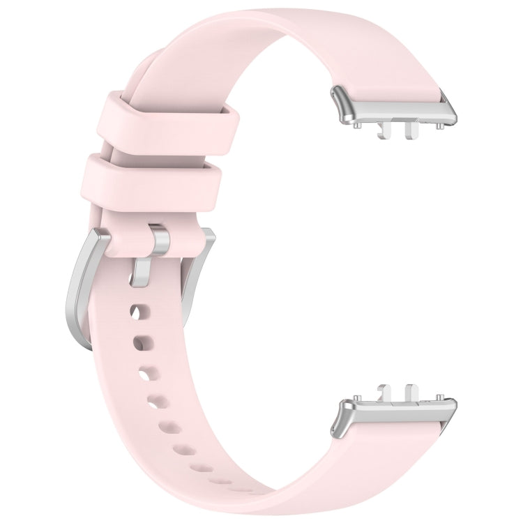 For Samsung Galaxy Fit 3 SM-R390 Metal Connector Liquid Glossy Silicone Watch Band(Light Pink) - Watch Bands by PMC TechLife | Online Shopping South Africa | PMC TechLife