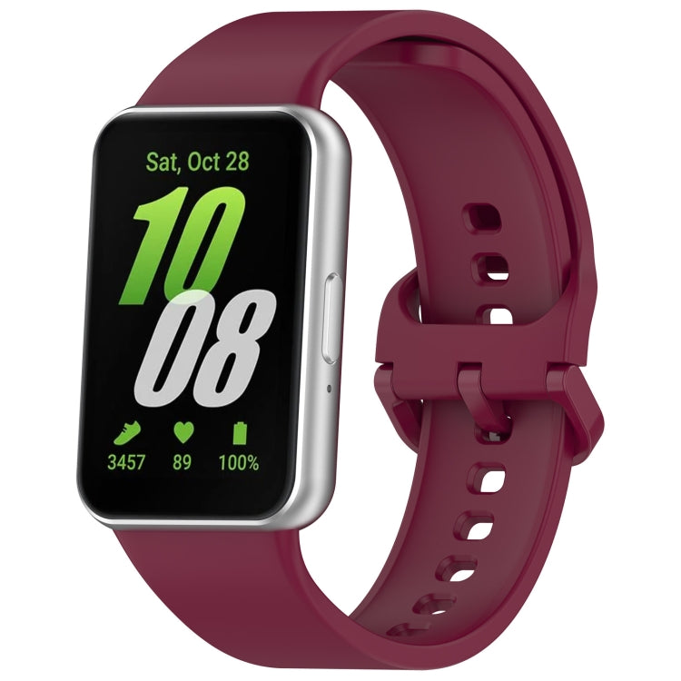 For Samsung Galaxy Fit 3 SM-R390 Solid Color Buckle Silicone Watch Band(Wine Red) - free shipping - PMC TechLife - Order now!