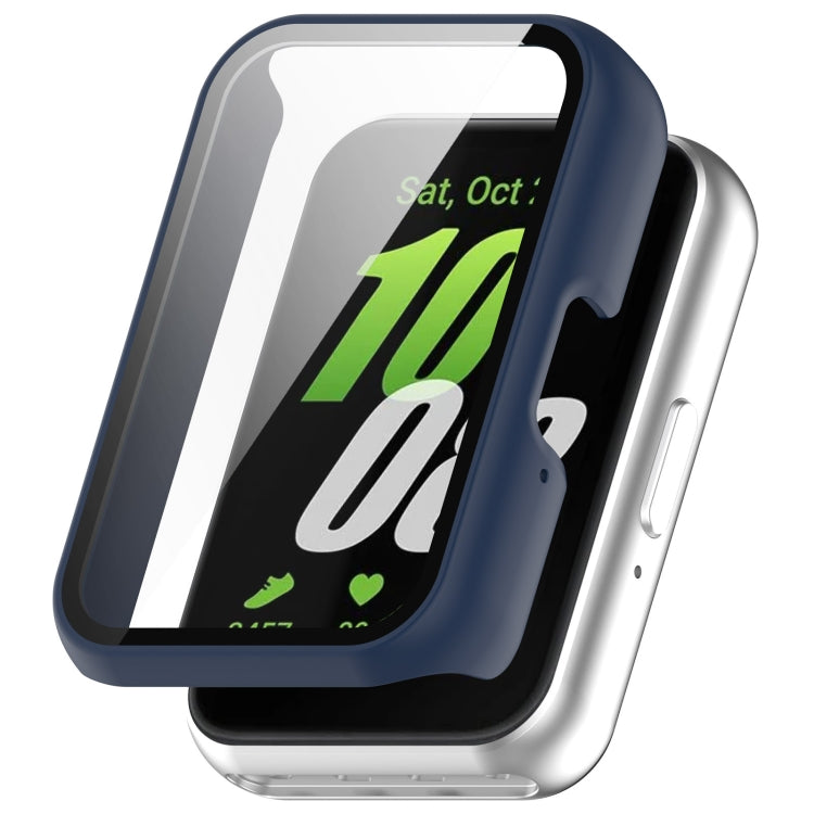 For Samsung Galaxy Fit 3 SM-R390 PC + Tempered Glass Film Integrated Watch Protective Case(Ink Blue) - Watch Cases by PMC TechLife | Online Shopping South Africa | PMC TechLife | Buy Now Pay Later Mobicred