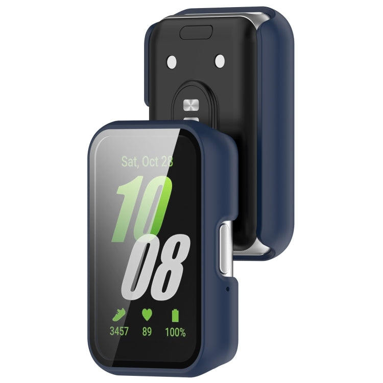 For Samsung Galaxy Fit 3 SM-R390 PC + Tempered Glass Film Integrated Watch Protective Case(Ink Blue) - Watch Cases by PMC TechLife | Online Shopping South Africa | PMC TechLife | Buy Now Pay Later Mobicred
