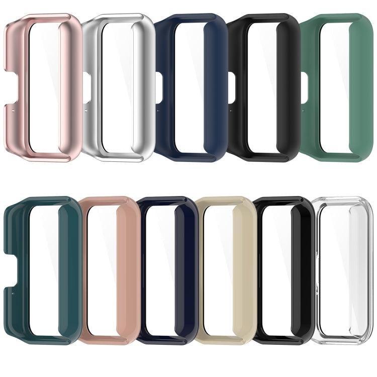 For Samsung Galaxy Fit 3 SM-R390 PC + Tempered Glass Film Integrated Watch Protective Case(Green) - Watch Cases by PMC TechLife | Online Shopping South Africa | PMC TechLife