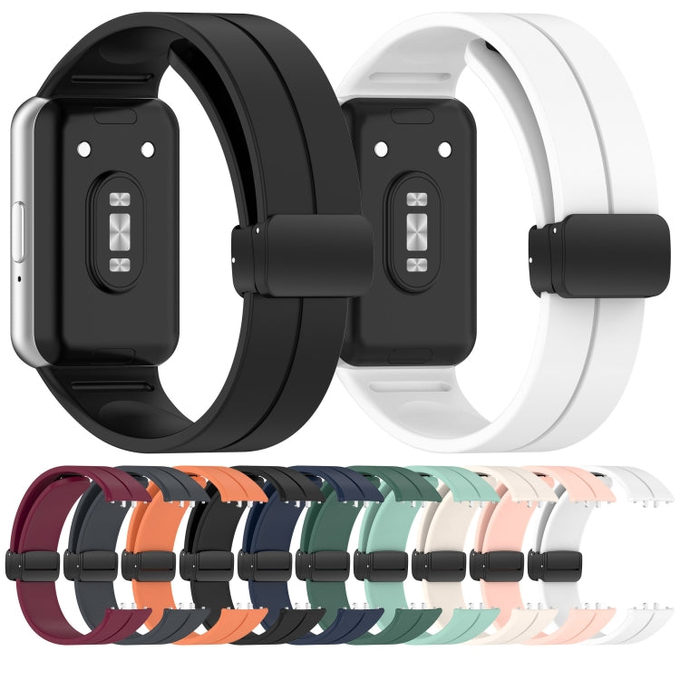 For Samsung Galaxy Fit 3 SM-R390 Magnetic Folding Buckle Silicone Watch Band(White) - Watch Bands by PMC TechLife | Online Shopping South Africa | PMC TechLife
