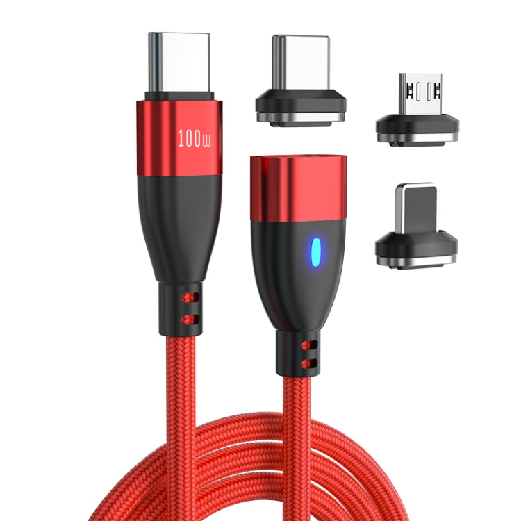 ENKAY 3 in 1 PD100W Type-C to Type-C / 8 Pin / Micro USB Magnetic Fast Charging Cable, Cable Length:1m(Red) - free shipping - PMC Jewellery - Order now!