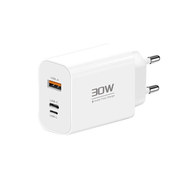 PD30W USB-C / Type-C + 8 Pin + USB-A Reverse Charger Suitable for iPhone Series(EU Plug) - USB Charger by PMC Jewellery | Online Shopping South Africa | PMC Jewellery | Buy Now Pay Later Mobicred