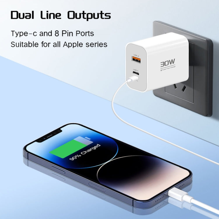 PD30W USB-C / Type-C + 8 Pin + USB-A Reverse Charger Suitable for iPhone Series(EU Plug) - USB Charger by PMC Jewellery | Online Shopping South Africa | PMC Jewellery | Buy Now Pay Later Mobicred