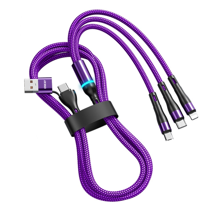 ENKAY 6-in-1 5A USB + Type-C to Type-C / 8 Pin / Micro USB Multifunction Fast Charging Cable, Cable Length:1.3m(Purple) - free shipping - PMC TechLife - Order now!