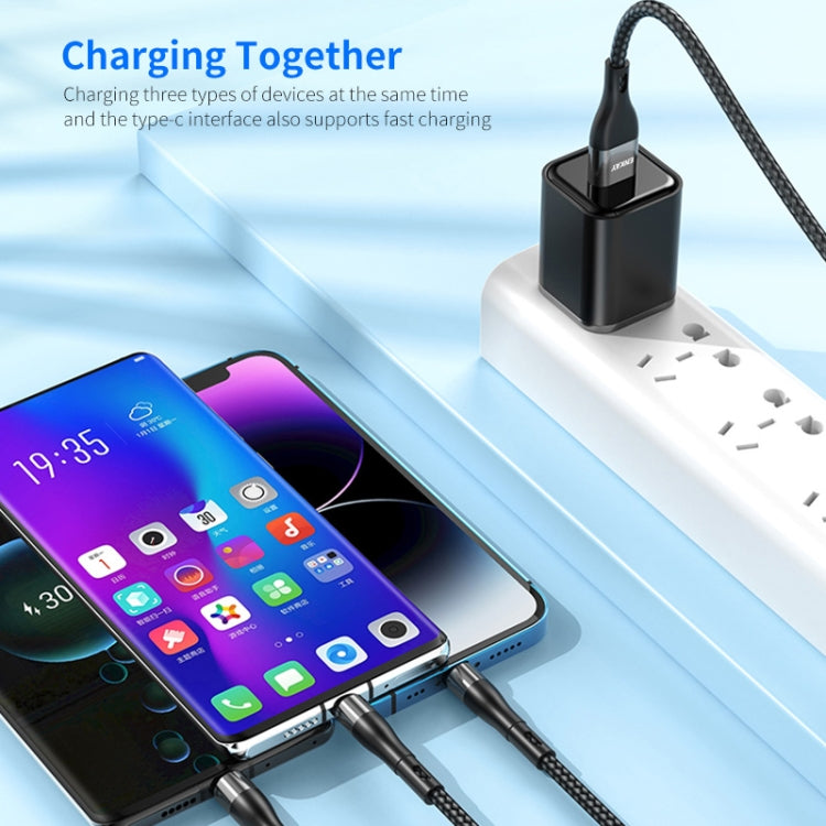 ENKAY 6-in-1 5A USB + Type-C to Type-C / 8 Pin / Micro USB Multifunction Fast Charging Cable, Cable Length:1.3m(Purple) - free shipping - PMC TechLife - Order now!