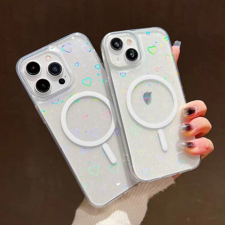 For iPhone 15 Laser Love MagSafe TPU Phone Case(Transparent) - iPhone 15 Cases by PMC TechLife | Online Shopping South Africa | PMC TechLife