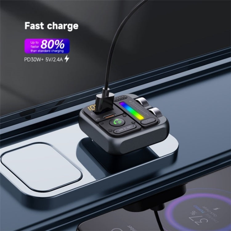 MT04 Car Bluetooth Adapter Type-C + USB Car Charger FM Transmitter HiFi Music MP3 Player - Car Charger by PMC TechLife | Online Shopping South Africa | PMC TechLife | Buy Now Pay Later Mobicred