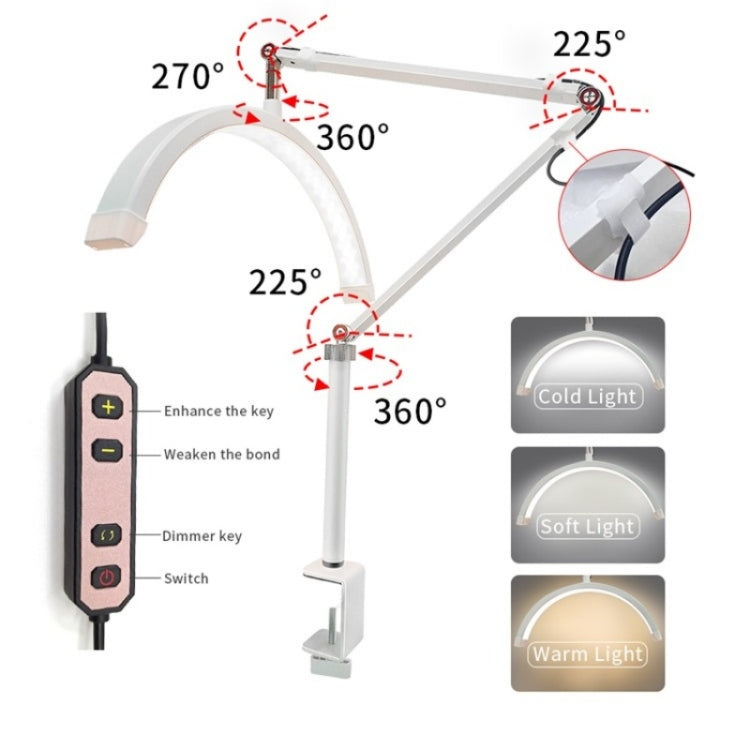 HD-M3X For Eyelash Extensions / Tattoo / Nail Art Lighting Lamp 16 inch Clip-on Half Moon Desk Lamp(UK Plug) - Selfie Light by PMC TechLife | Online Shopping South Africa | PMC TechLife | Buy Now Pay Later Mobicred