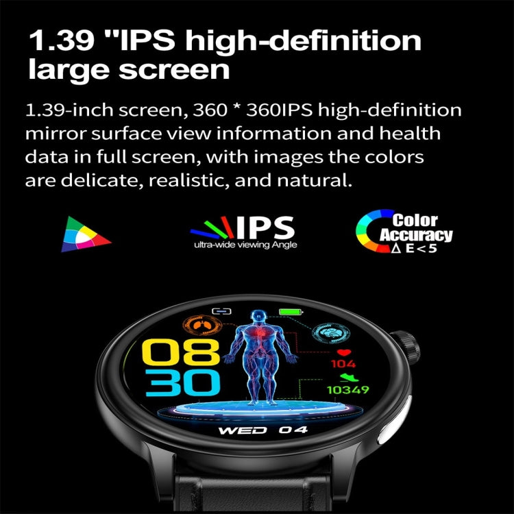 ET470 1.39 inch Color Screen Smart Watch Leather Strap, Support Bluetooth Call / ECG(Brown) - Smart Watches by PMC TechLife | Online Shopping South Africa | PMC TechLife
