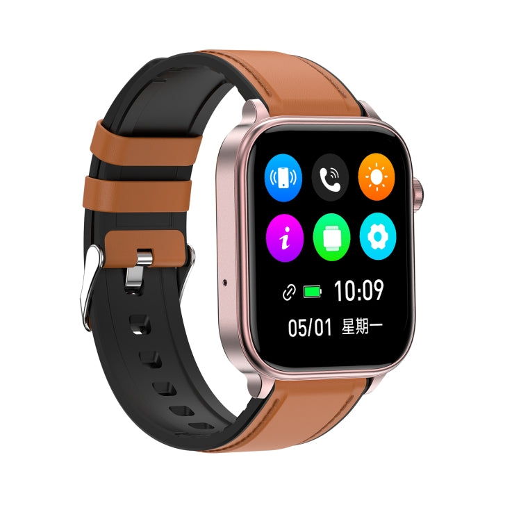 ET570 1.96 inch Color Screen Smart Watch Leather Strap, Support Bluetooth Call / ECG(Brown) - Smart Watches by PMC TechLife | Online Shopping South Africa | PMC TechLife