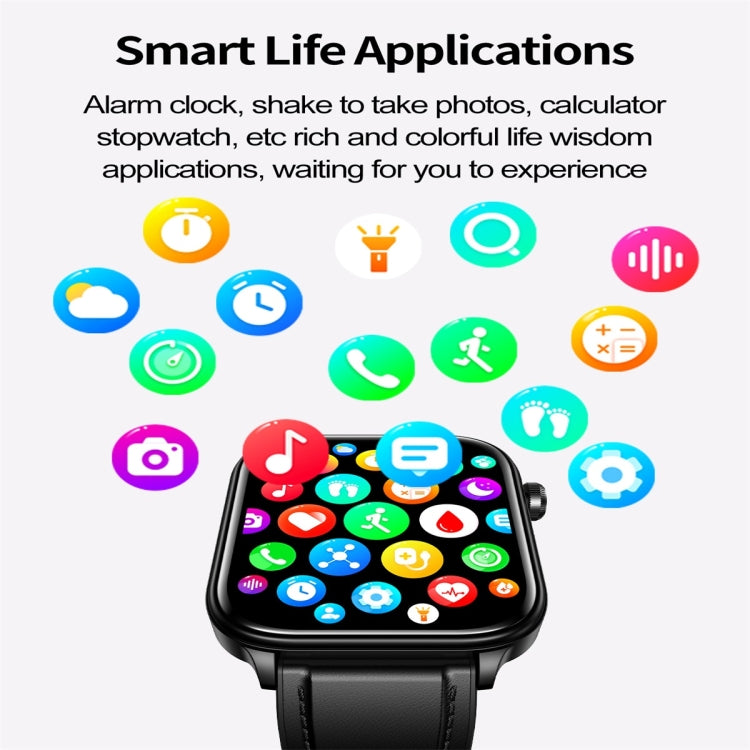 ET570 1.96 inch Color Screen Smart Watch Leather Strap, Support Bluetooth Call / ECG(Black) - Smart Watches by PMC TechLife | Online Shopping South Africa | PMC TechLife